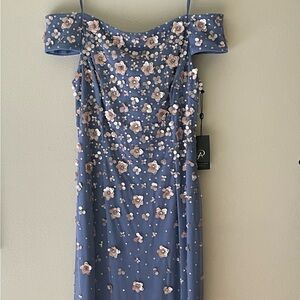 Adrianna Papell NWT Size 14 OFF SHOULDER DRESS WITH FLORAL EMBELLISHMENT